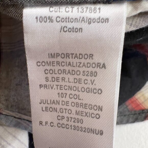 Roper Men's Large Ombre Plaid Long Sleeve Snap Western Black Shirt Size S - Picture 7 of 8